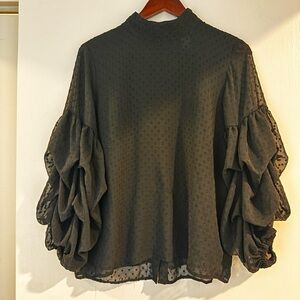 Elegant Black Ruffle Sleeve Top